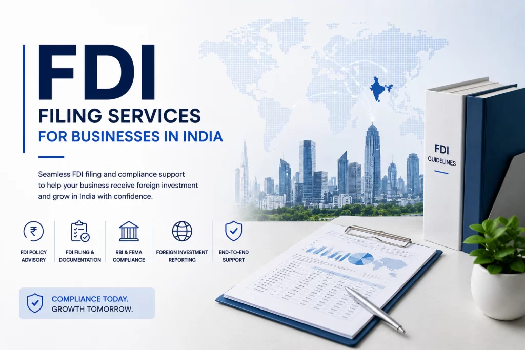 V Acc-Comply FDI filing services for businesses in India with FEMA and RBI compliance support