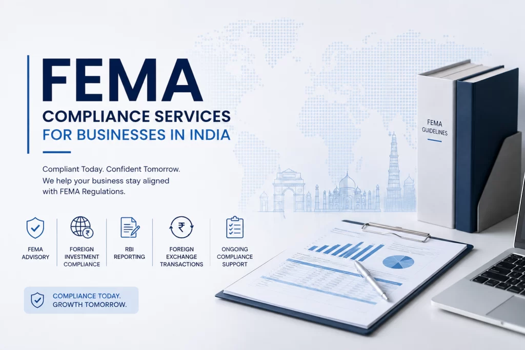 V Acc-comply FEMA compliance services for businesses in India, featuring FEMA guidelines, foreign investment compliance and RBI reporting